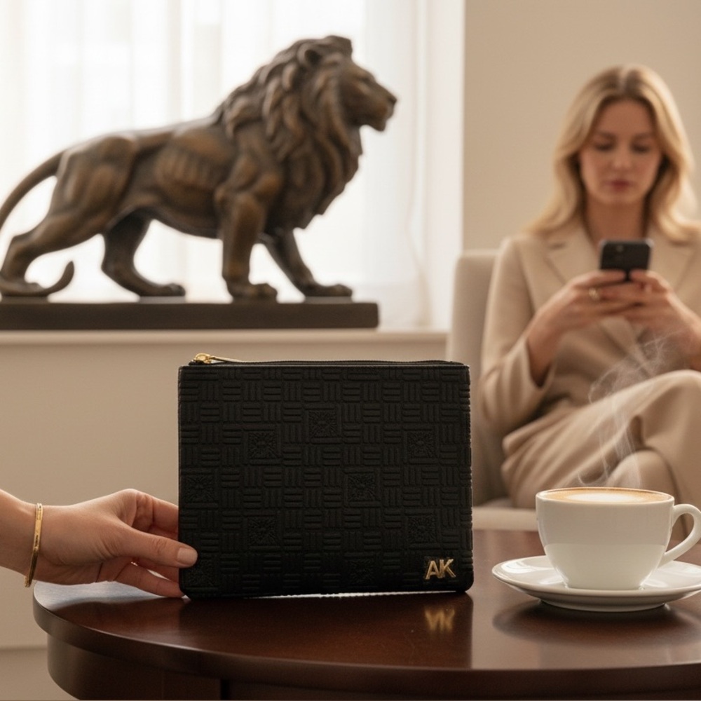 Anne Klein large black wristlet with a beautiful shiny coating